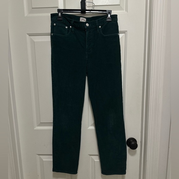 J. Crew 9" Vintage Straight Leg Corduroy Pine Green Pants Jeans Size 28 - Picture 1 of 5